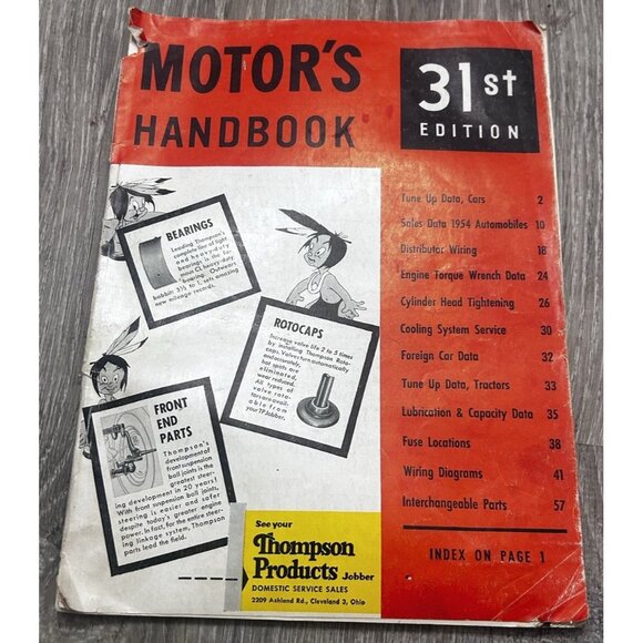 Motor's Handbook 31st Edition 1954 Vintage Auto Repair Manual - Picture 1 of 7
